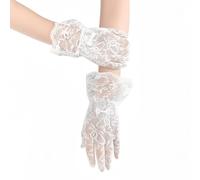 AffeGifts Guanti Princesa Bambina, Boda Guantes Blancos Niña Disfraz de Red de Pescado Guantes de Encaje Blanco para Disfraz Fiesta del Té Santa Comunión para 4-12 Años de Edad