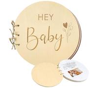 AffeGifts Libro de Firmas Bautizo Madera, 40 Páginas Recordatorios Baby Shower Libro de Visitas Baby Shower Baby Shower Guest Book Bebés y Consejos para Madres Novatas