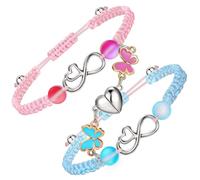 AffeGifts Pulseras de la Amistad para Niños, Magnetic Matching Infinity & Heart Pulsera Amigas Rosa y Azul Trenzado Pulseras Amistad de Cumpleaños Ideales para Mujeres Alma Hermanas