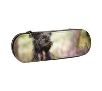 Affenpinscher Césped Perros Negros Monkey Terrier, Estuche para lápices Estuche para lápices de Cuero de PU Estuche para lápices de Gran Capacidad Estuche para lápices Bolsa de cosméticos