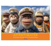 Affentheater - Kinderkalender mit lustigen Affen in verschiedenen Berufen (Wandkalender 2026 DIN A2 quer), CALVENDO Monatskalender: Süße und lustige Affen in Berufen begleiten Kinder durch das Jahr