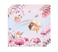 Affivia Servilletas decorativas de cumpleaños con mariposas de hadas, 33 x 33 cm, 20 unidades de servilletas de papel decorativas para cumpleaños, diseño de hadas y hadas, servilletas de cumpleaños