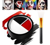 Afflano Kit de maquillaje de payaso para Halloween, color blanco, negro y rojo, color del cuerpo, color rojo, negro, blanco, kit de pintura facial para circo, cosplay, disfraz de vampiro, efecto
