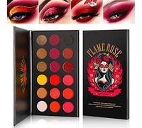 Afflano Paleta de Sombra de Ojos Roja Altamente Pigmentada, Larga Duración Verdadera Red Eyeshadow Palette Halloween Maquillaje 18 Colores, Mate Shimmer Negro Amarillo Puesta de Sol Cálidos Tonos Ojo
