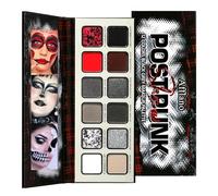 Afflano Paleta de sombras de ojos, negro, blanco, negro, rojo, gótico, Halloween, paleta de sombras de ojos, plata brillante, rojo, canción, multicolor, emo, grunge, gótico, ahumado, ojos terror
