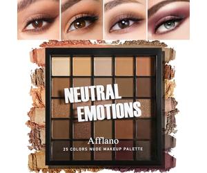 Afflano Paleta de Sombras de Ojos Nude Neutra, Base de Taupe Cálido Paleta de Sombras de Ojos Maquillaje de Ojos Mates y Brillantes, Paleta de Sombras Natural para Ojos Marrones y Castaños