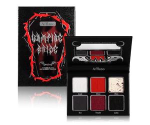 Afflano Paleta de sombras de ojos rojo y negro, Smokey, maquillaje gótico, sombra de ojos, vampiro, sangre, rojo, grufti, Halloween, paleta de maquillaje, alta pigmentación, oscura, negra y roja