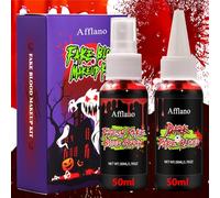 Afflano Spray de sangre realista + rojo oscuro que gotea sangre artificial, kit de maquillaje de sangre artificial, lavable, seguro, zombies, vampiros, terror, herida, cicatriz, monstruo, carnaval