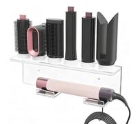 Affogato Soporte de pared compatible con todos los accesorios Dyson Airwrap Styler, organizador de almacenamiento acrílico mejorado de 6 agujeros para baño