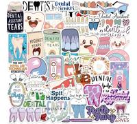 Affoto 50 Piezas de Pegatinas de Dentista, Pegatinas para Ordenador Portatil Agenda Laptop Skate Botella Agua Guitarras Maletas equipajes Coches y Bicicletas, Dentist Impermeable Vinilo