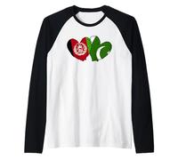 Afganistán Pakistán Corazón Banderas Cultura Afgana Pakistaní Camiseta Manga Raglan