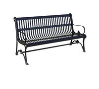AFGFGHES Banco De Parque Silla De Parque De Hierro For Exteriores, Asiento De Parque Soldado Cuadrado Comunitario con Respaldo De Banco Exterior De Metal Negro Doble Bancos De Patio(B,180CM)