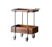 AFGFGHES Mesa auxiliar de sofá, carrito móvil para el hogar, sala de estar, estante de almacenamiento de acero inoxidable, color madera, mesa auxiliar para sala de estar