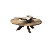 AFGFGHES Mesa de centro pequeña de madera maciza, mesa de té antigua, mesa de té redonda para sala de estar, mesa de té retro para casa de familia (100 cm)