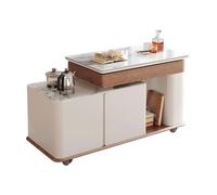 AFGFGHES Mesa De Centro Pequeña Mesa de té con Placa de Roca for el hogar, Sala de Estar, apartamento pequeño, Mesa Auxiliar elevable, Sencilla y móvil for balcón Mesas De Salón