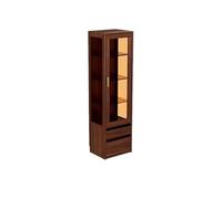 AFGFGHES Mueble para Licores 50×40×180cm Armario Almacén con Puertas de Cristal para Hogar, Mueble Expositor de Nogal, Vitrina de Figuras para Salón Armario De Almacenamiento