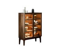 AFGFGHES Mueble para Licores 80×35×110cm Mueble Almacén para Vajilla de Té de Nogal, Mueble Expositor de Cristal, Apto para Salón y Cocina Armario De Almacenamiento