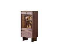 AFGFGHES Mueble para Licores Mesa de Comedor de Cocina de Madera Maciza de Nogal con Puerta de Cristal de 56 x 37 x 115 cm, Armario Auxiliar for sofá de Sala de Estar. Armario De Almacenamiento