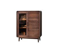 AFGFGHES Mueble para Licores Mueble Auxiliar de Madera Maciza de Nogal de 80 x 40 x 100 cm for salón, con Estante de Cristal, Ideal for Cocina, Comedor y Dormitorio. Armario De Almacenamiento