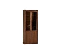AFGFGHES Mueble para Licores Vitrina de 200cm Altura Madera Maciza, Mueble Almacén Nogal-Cristal para Estudio, Dormitorio y Salón Armario De Almacenamiento