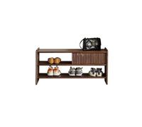 AFGFGHES Taburete de entrada de madera maciza para cambiar zapatos, para puerta de entrada, estante para cambiar zapatos, se puede colocar en el banco de zapatos, color nogal negro, cambiador de