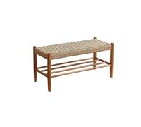 AFGFGHES Taburete de entrada de madera maciza para cambiar zapatos, taburete para el hogar, puerta de entrada negra, de doble capa, taburete para cambiar zapatos
