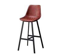 AFGFGHES Taburete Silla Alta de Hierro Forjado con Respaldo Simple y cómodo de Estilo nórdico, Taburete Alto de Cuero Retro for Bar, Silla de Comedor for cafetería Taburete Alto(B)