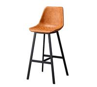 AFGFGHES Taburete Silla Alta de Hierro Forjado con Respaldo Simple y cómodo de Estilo nórdico, Taburete Alto de Cuero Retro for Bar, Silla de Comedor for cafetería Taburete Alto(A)