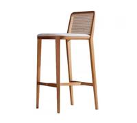 AFGFGHES Taburete Taburete Alto con Respaldo De Cocina For El Hogar, Silla Alta De Ratán De Madera Maciza A La Moda Taburete Alto