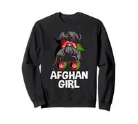 Afghan Girl Messy Hair Bun Afganistán Gafas de Sol Niñas Sudadera