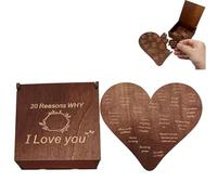 AFGQIANG 20 Reasons Why I Love You Caja de regalo de corazón de madera, recuerdo romántico para él o ella, regalos de notas de amor de madera para el día de San Valentín, aniversario y boda para novio