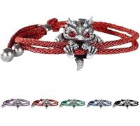 AFGQIANG Bonita pulsera de dragón de plata, pulsera ajustable de dragón de plata, joyería de animales, pulsera de cuentas de dragón, pulseras de dragón vintage, pulsera de cuerda de dragón trenzada