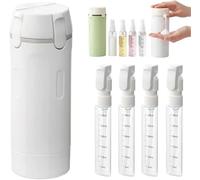 AFGQIANG Botella dispensadora de viaje 4 en 1 para artículos de tocador, contenedores portátiles a prueba de fugas recargables con escala y etiqueta, contenedores de viaje recargables a prueba de