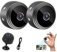 AFGQIANG Secretscope Cámara Secretscope Mini cámara de seguridad, mini monitor sin cables con función de visión nocturna, cámara WiFi inalámbrica para exteriores 1080p HD (2 unidades, negro)