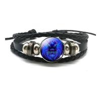 AFGQIANG Zodiac Signs Spirit Bracelet,12 Constellation PU Leather Bracelet - Handmade Woven Multilayer Adjustable Constellation Zodiac Bracelets Unisex,Glow in the Dark Zodiac Wristbands Gifts (Leo)