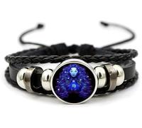AFGQIANG Zodiac Signs Spirit Bracelet - Adjustable 12 Constellation Bracelet - Multilayer Zodiac Black Leather Bracelets - Zodiac Sign Wrap Bracelet - Birthday Jewelry Gifts for Women Men (Virgo)