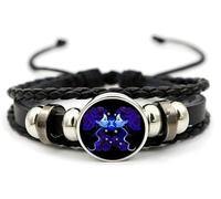 AFGQIANG Zodiac Signs Spirit Bracelet - Adjustable 12 Constellation Bracelet - Multilayer Zodiac Black Leather Bracelets - Zodiac Sign Wrap Bracelet - Birthday Jewelry Gifts for Women Men (Gemini)