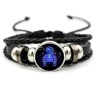 AFGQIANG Zodiac Signs Spirit Bracelet - Adjustable 12 Constellation Bracelet - Multilayer Zodiac Black Leather Bracelets - Zodiac Sign Wrap Bracelet - Birthday Jewelry Gifts for Women Men (Scorpio)