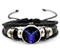AFGQIANG Zodiac Signs Spirit Bracelet - Adjustable 12 Constellation Bracelet - Multilayer Zodiac Black Leather Bracelets - Zodiac Sign Wrap Bracelet - Birthday Jewelry Gifts for Women Men (Capricorn)