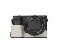 AFGRAPHIC Funda de piel sintética blanca antideslizante para cámara Sony Alpha A6400, White, Estuche base de medio cuerpo