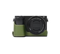 AFGRAPHIC Funda de piel sintética verde antideslizante para cámara Sony Alpha A6400, Green, Estuche base de medio cuerpo