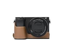 AFGRAPHIC Funda para cámara de piel sintética marrón antideslizante para cámara Sony Alpha A6400, Brown, Estuche base de medio cuerpo