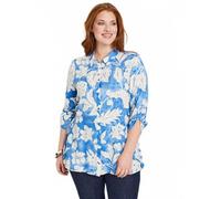 Afibel - Blusa holgada larga floral para mujer, azul viscosa