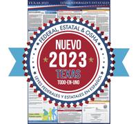 Afiche de las Leyes Laborales Estatales y Federales de Texas de 2023 - Cumple con las normas de OSHA en el lugar de trabajo (91 x 61 cm) - Todo e