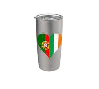 Aficionado Portugués Irlandés Una Bandera Portugal Irlanda Vaso térmico de acero inoxidable de doble pared