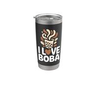 Aficionados de las bebidas de burbujas de té I Love Vaso térmico de acero inoxidable de doble pared
