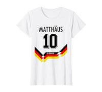 Aficionados del fútbol Matthäus #10 Alemania Camiseta, Mujer, Blanco, 3XL