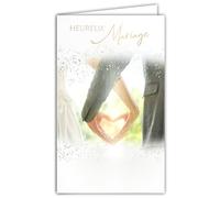 AFIE 13-6170 Tarjeta con Sobre Feliz Boda Felicitaciones a los Novios para Pareja Heterosexual Hombre/Mujer de la mano 2 Manos en forma de Corazón - Hecho en Europa