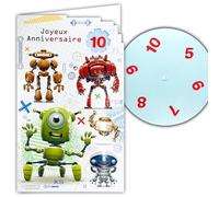 AFIE 17-6049 Tarjeta con Sobre Feliz Cumpleaños con Edad 5 6 7 8 9 10 años Robots para Niño Niño Niña Personajes Ilustración Juventud - Hecho en Europa