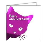 AFIE 22215 - Tarjeta cuadrada con tapa de gato, color rosa fucsia brillante, con sobre blanco, 15 x 15 cm, diseño de edición de impresión, fabricación francesa, colección Sueño de palabras